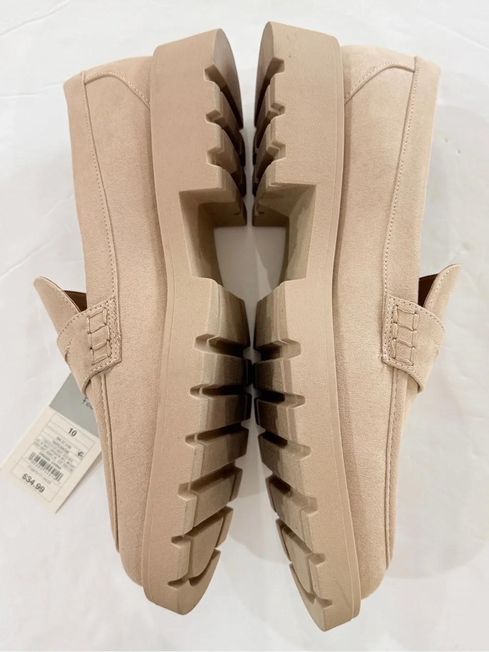 a new day Archie faux Suede Lug Penny Loafers in Nude memory foam
